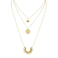 Femme Luzaka Colliers<Multirangs Soleil acier doré or