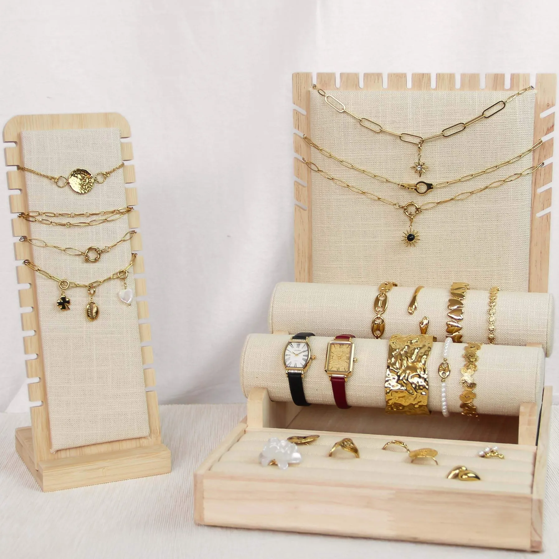 Luzaka Accessoires<Présentoir bois et lin BRACELETS OU COLLIERS