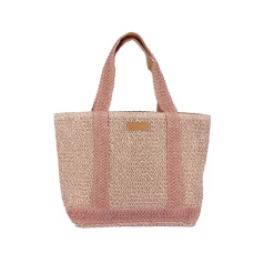 Luzaka Sacs<Sac à main paille pampelone rose