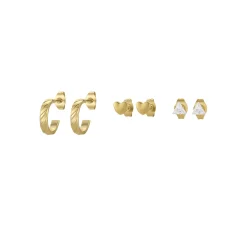 Femme Luzaka Boucles<Set 3 boucles Celeste acier doré or